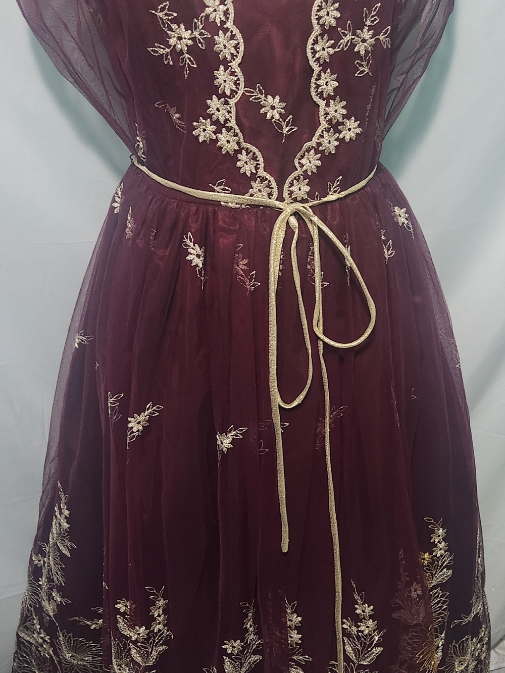 Alyce Designs Burgundy Formal Dress. Romantic Renaissance Fairycore Princess. - Picture 5 of 12